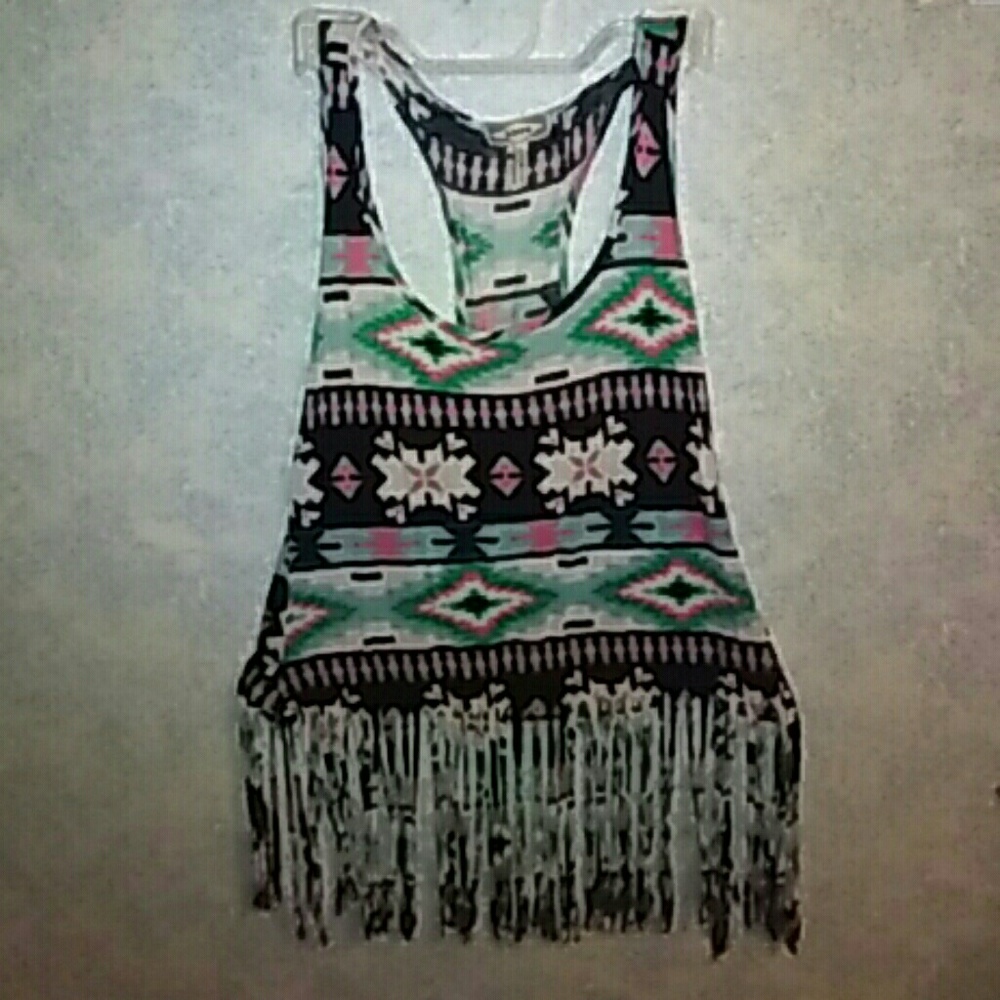 ❄Kirra Aztec Fringe Crop Top